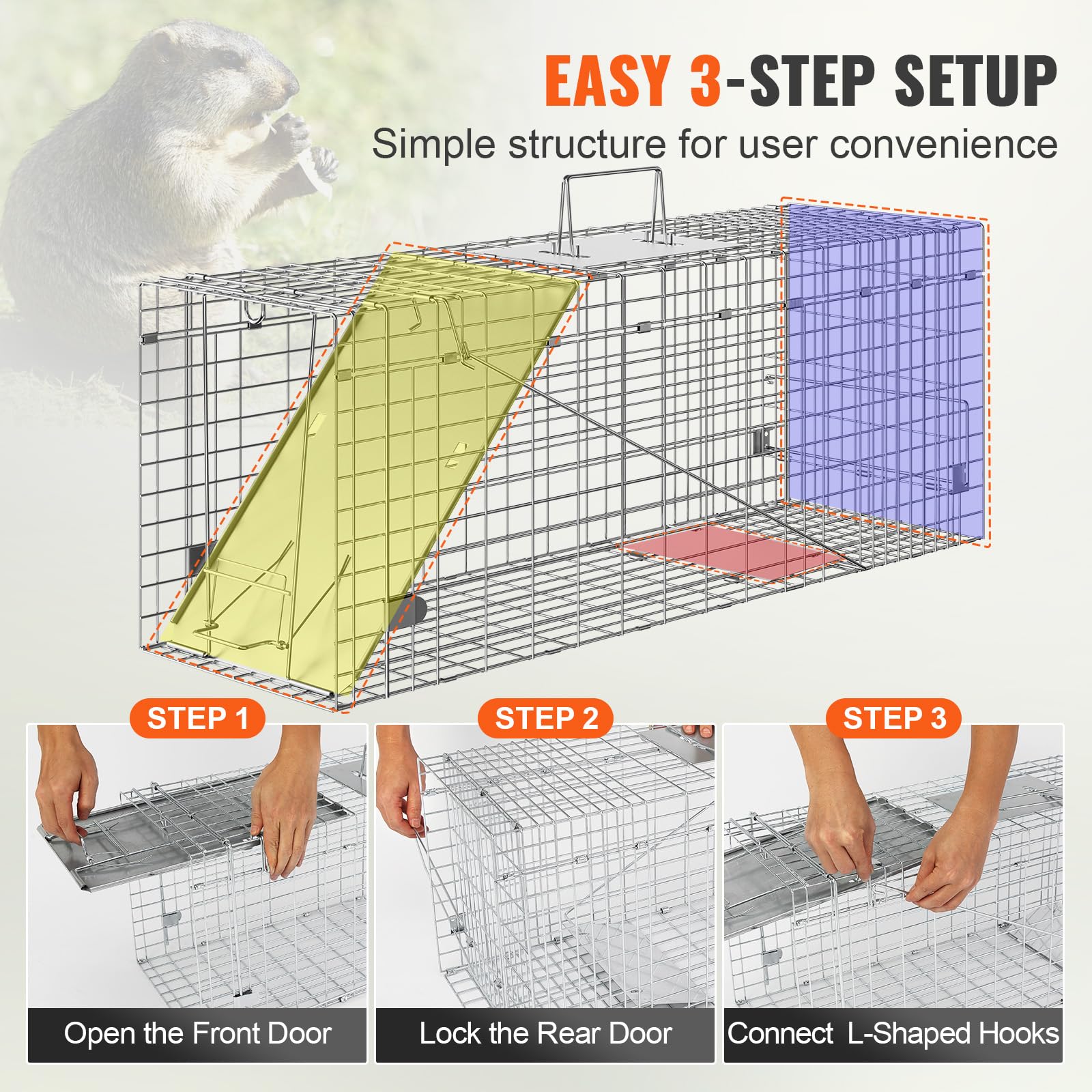 VEVOR Live Animal Cage Trap dense mesh preventing escapes during relocation