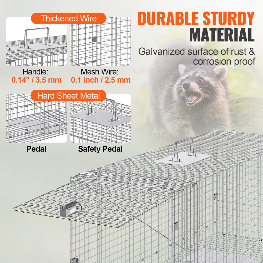 VEVOR live animal cage trap dense mesh keeps animals secure while in transit