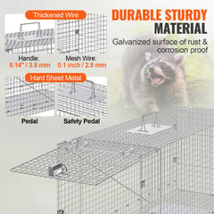 VEVOR live animal cage trap dense mesh keeps animals secure while in transit