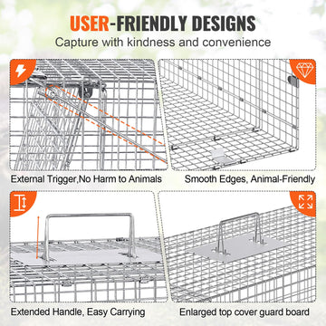 VEVOR live animal cage trap folding design emphasizes portability for field use