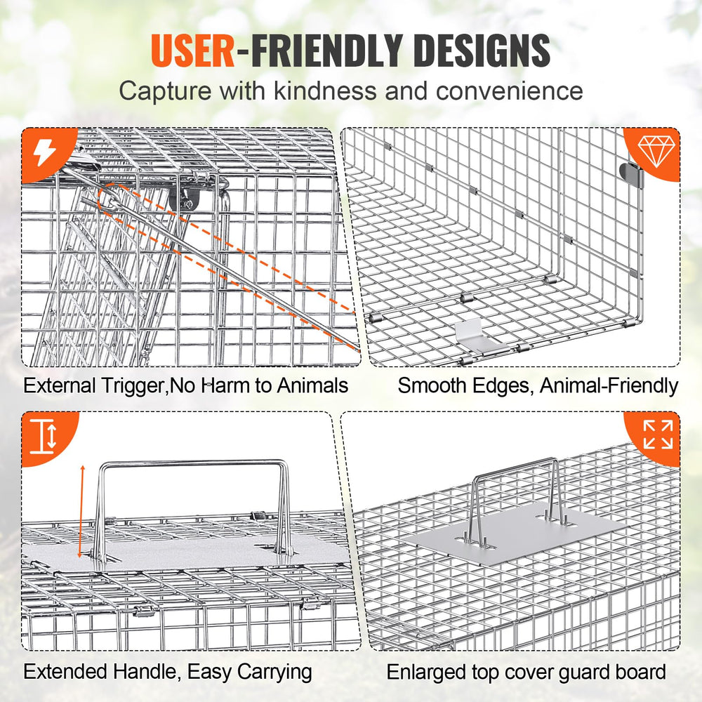 VEVOR live animal cage trap folding design emphasizes portability for field use