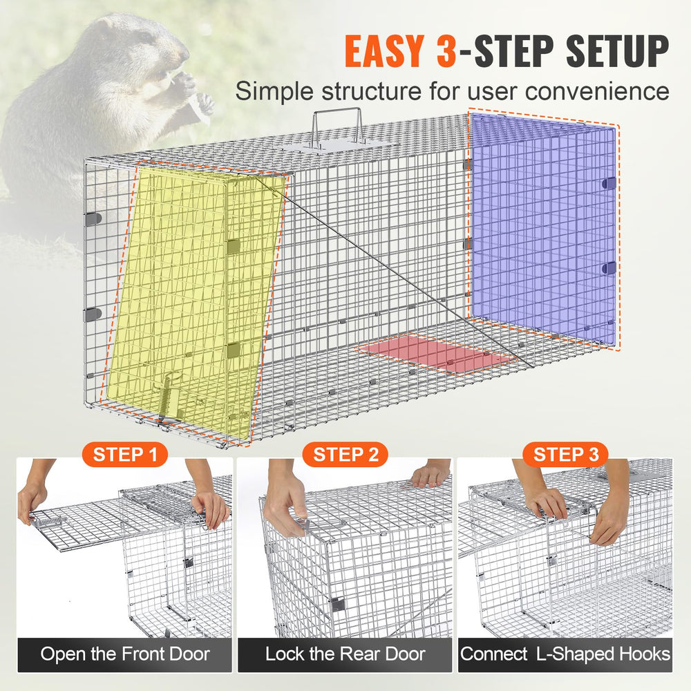 VEVOR live animal cage trap galvanized coating resists weather and corrosion
