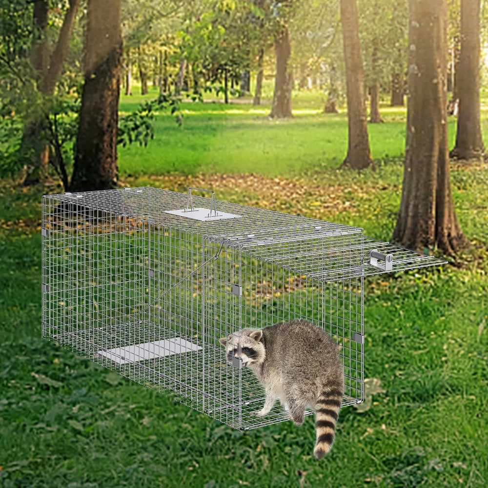 VEVOR live animal cage trap with L-shaped lever minimizes harm risk