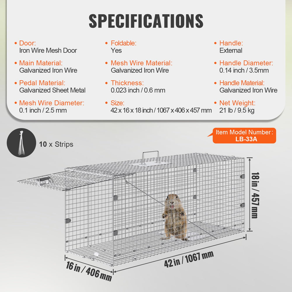 VEVOR live animal cage trap with handle supports easy carrying