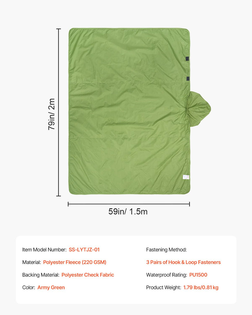 VEVOR versatile outdoor blanket suits picnics, hiking, and sports events.