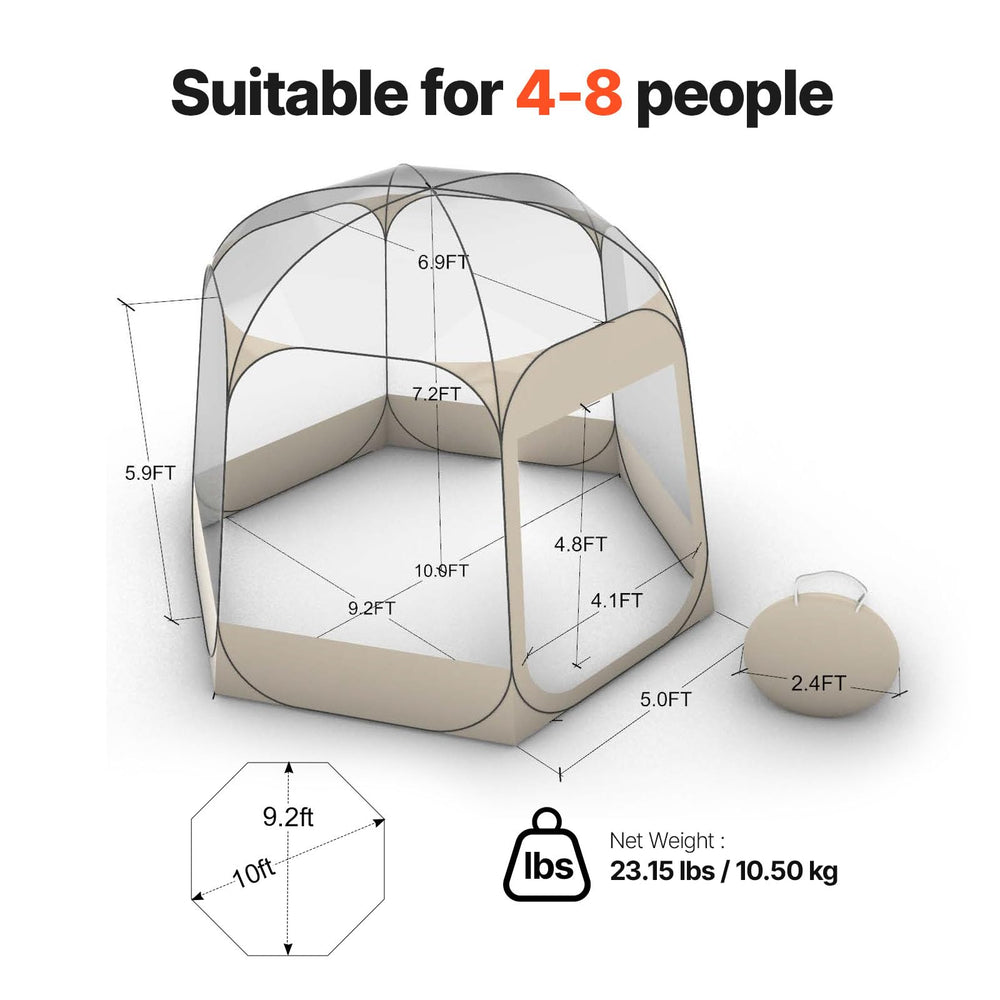 VEVOR bubble tent shows night visibility with luminous stakes