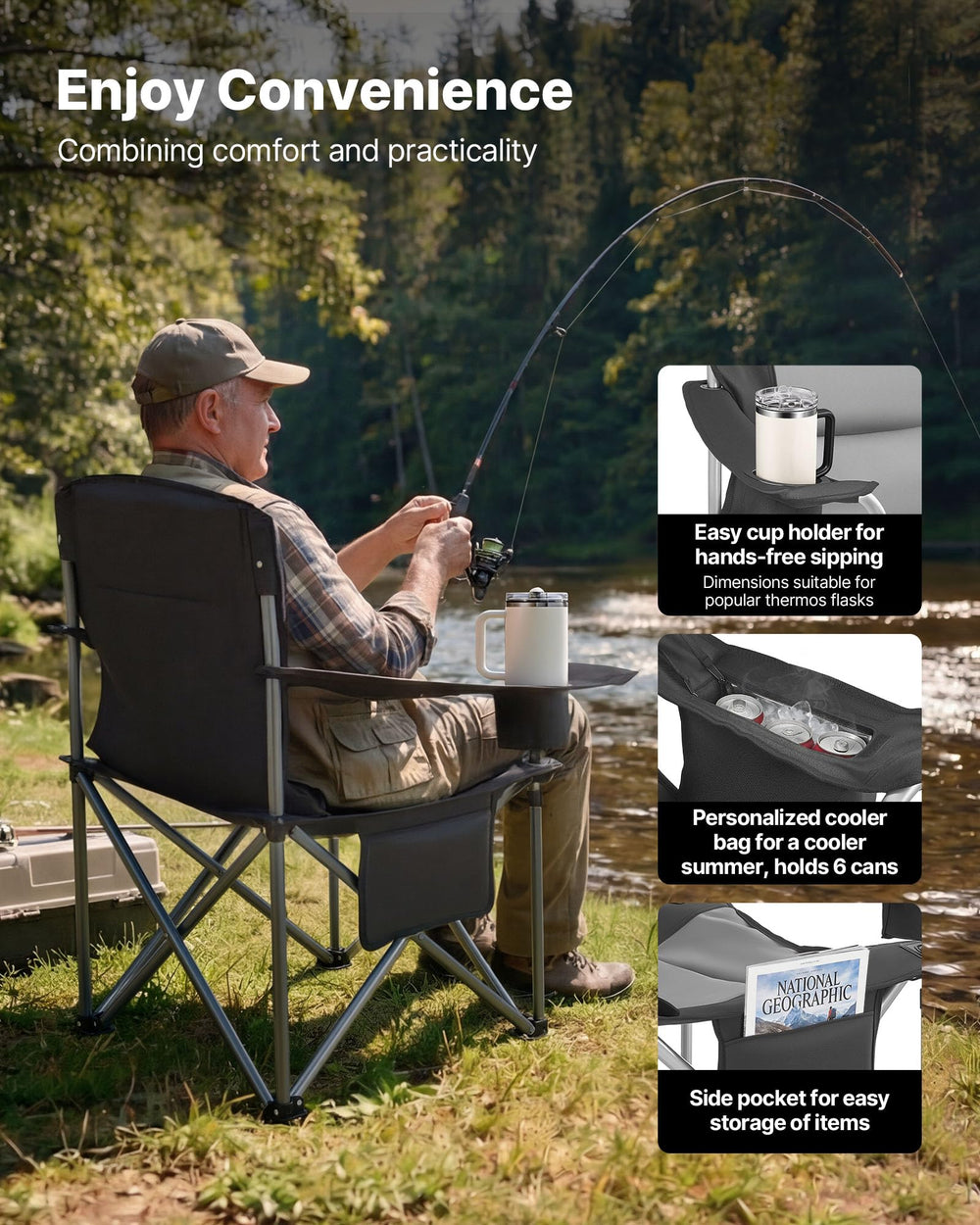 VEVOR oversized camping chair back padding providing lumbar support