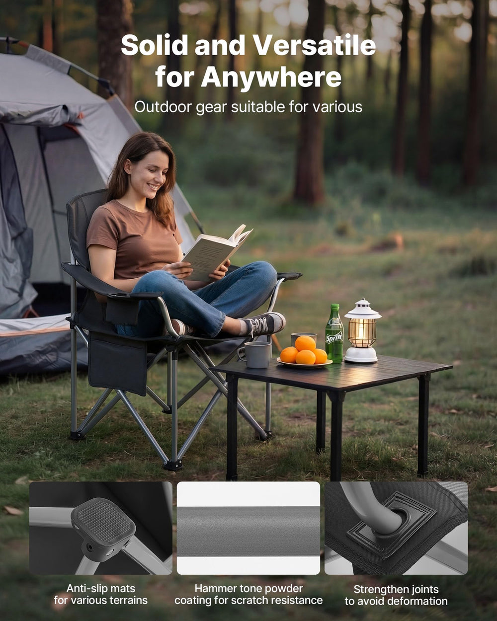 VEVOR oversized camping chair folding frame ready for quick setup