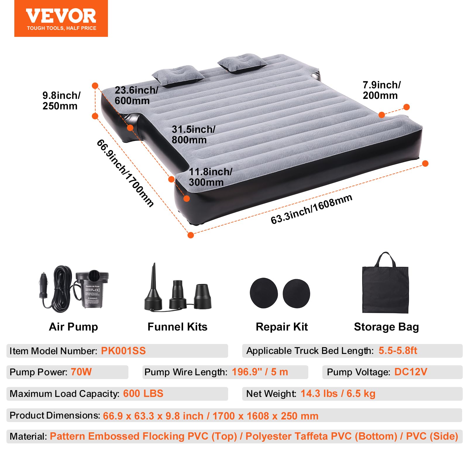 VEVOR pattern embossed top surface offers soft feel.