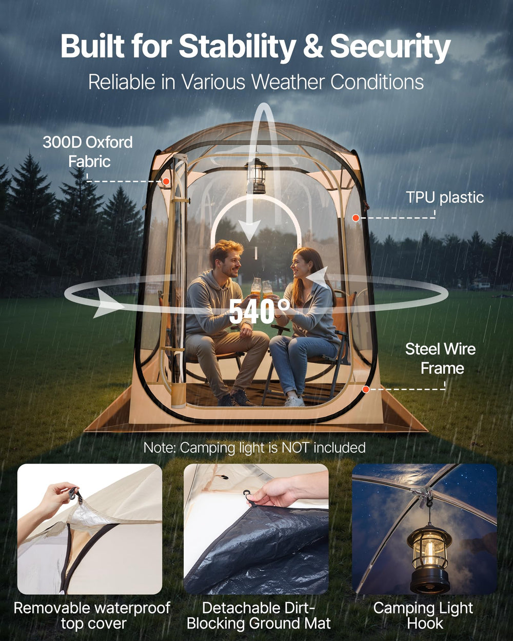 VEVOR pop-up sports tent 540-degree view captures all on field.