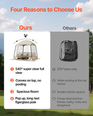 VEVOR Pop Up Sports Tent 540-degree visibility enhances action view inside.