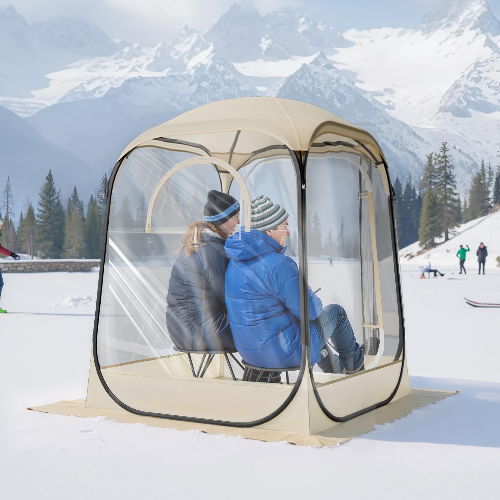 VEVOR pop-up sports tent glow-in-the-dark stakes enhance night visibility.