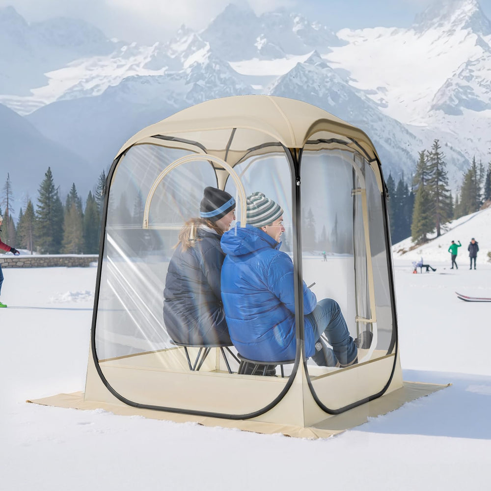VEVOR pop-up sports tent glow-in-the-dark stakes enhance night visibility.