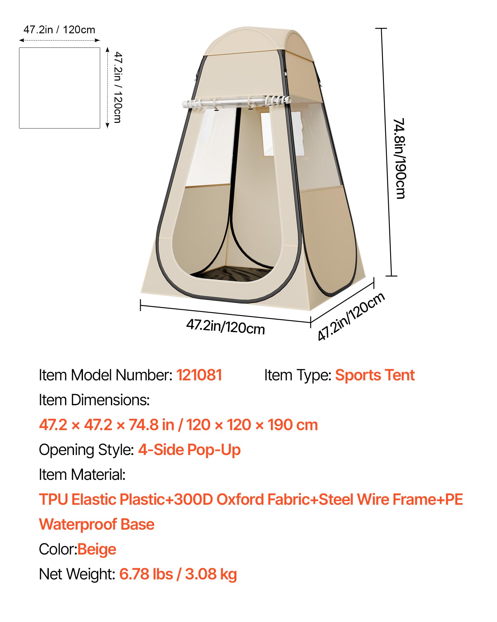 VEVOR Pop Up Sports Tent Pod top cover shields from drizzle