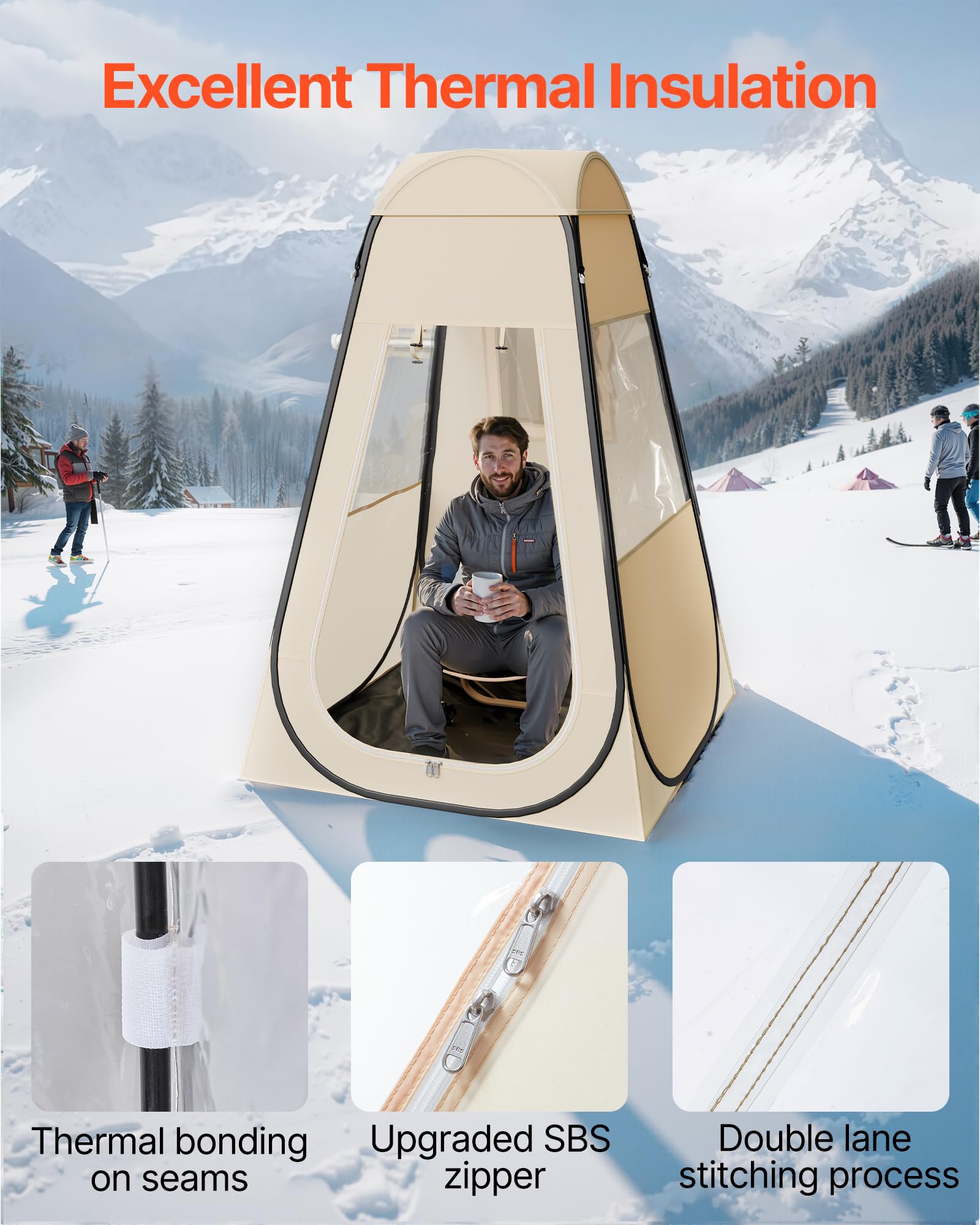 VEVOR Pop Up Sports Tent Pod waterproof seams protect against light rain