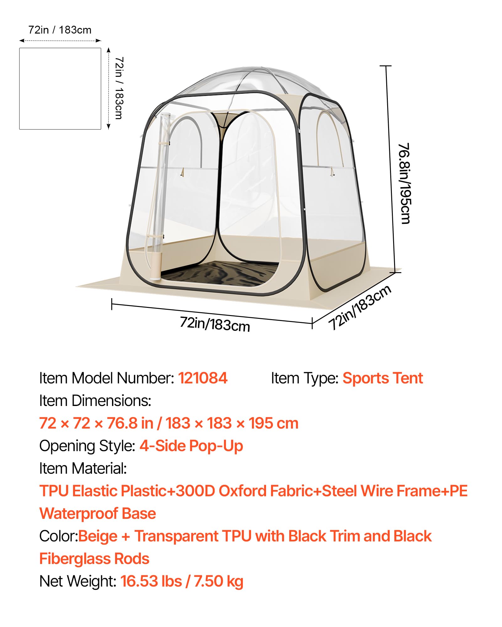 VEVOR Pop Up Sports Tent quick setup delivers instant shelter at events.