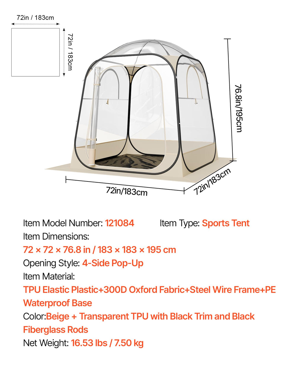 VEVOR Pop Up Sports Tent quick setup delivers instant shelter at events.