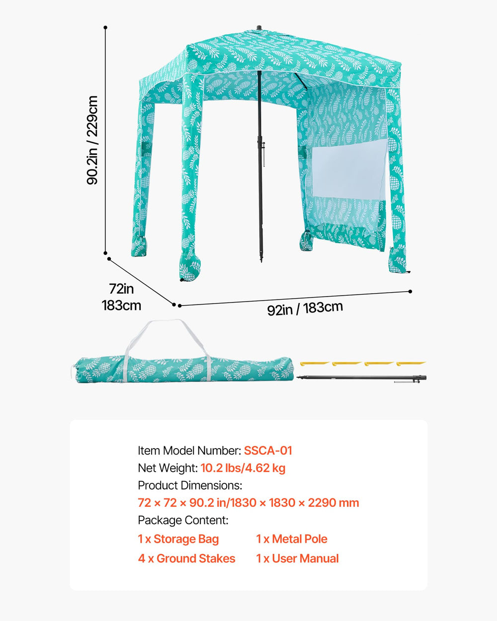 VEVOR Beach Cabana portable shelter fits in a compact carrying bag.