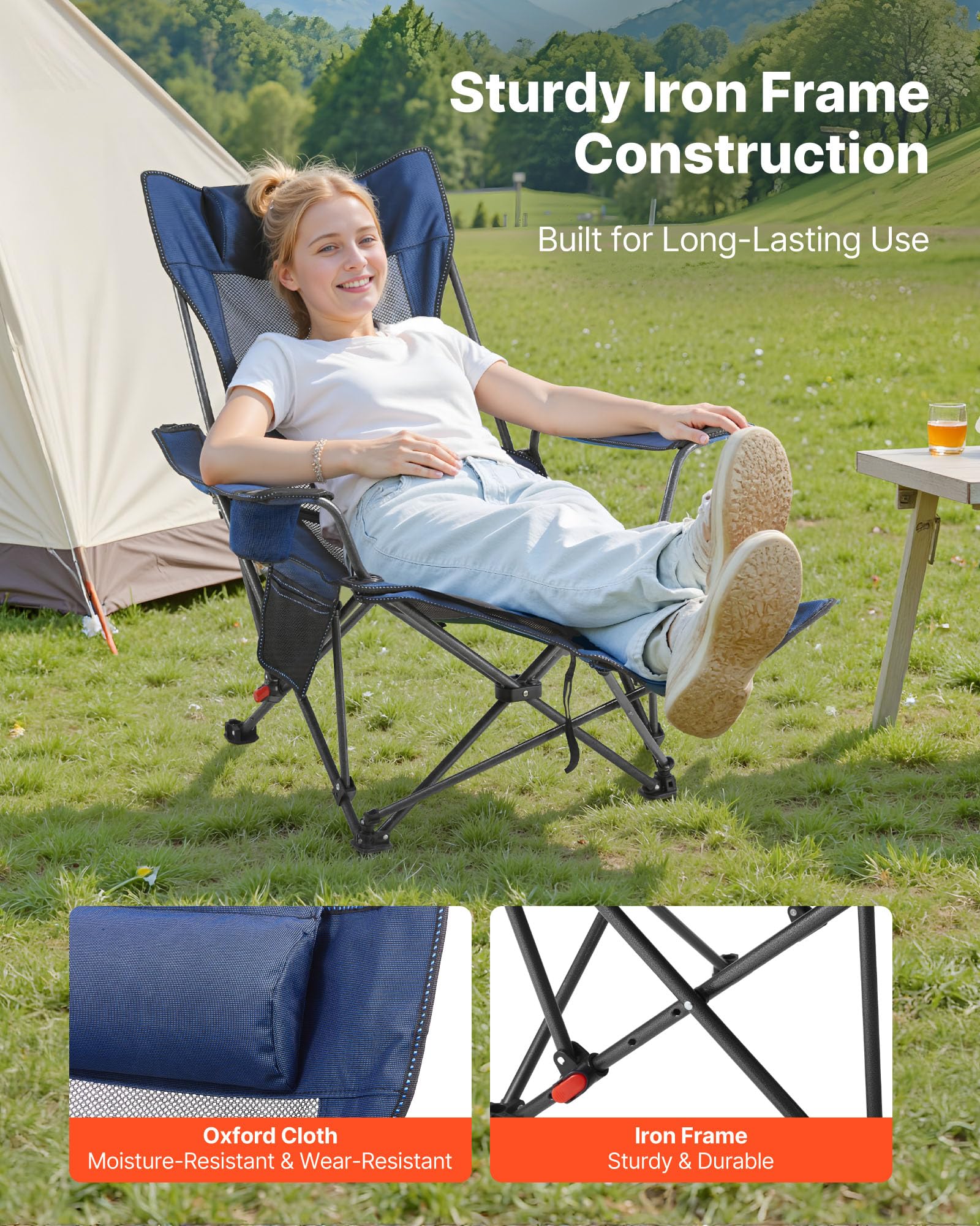 VEVOR reclining chair with detachable foot rest for versatile lounging.