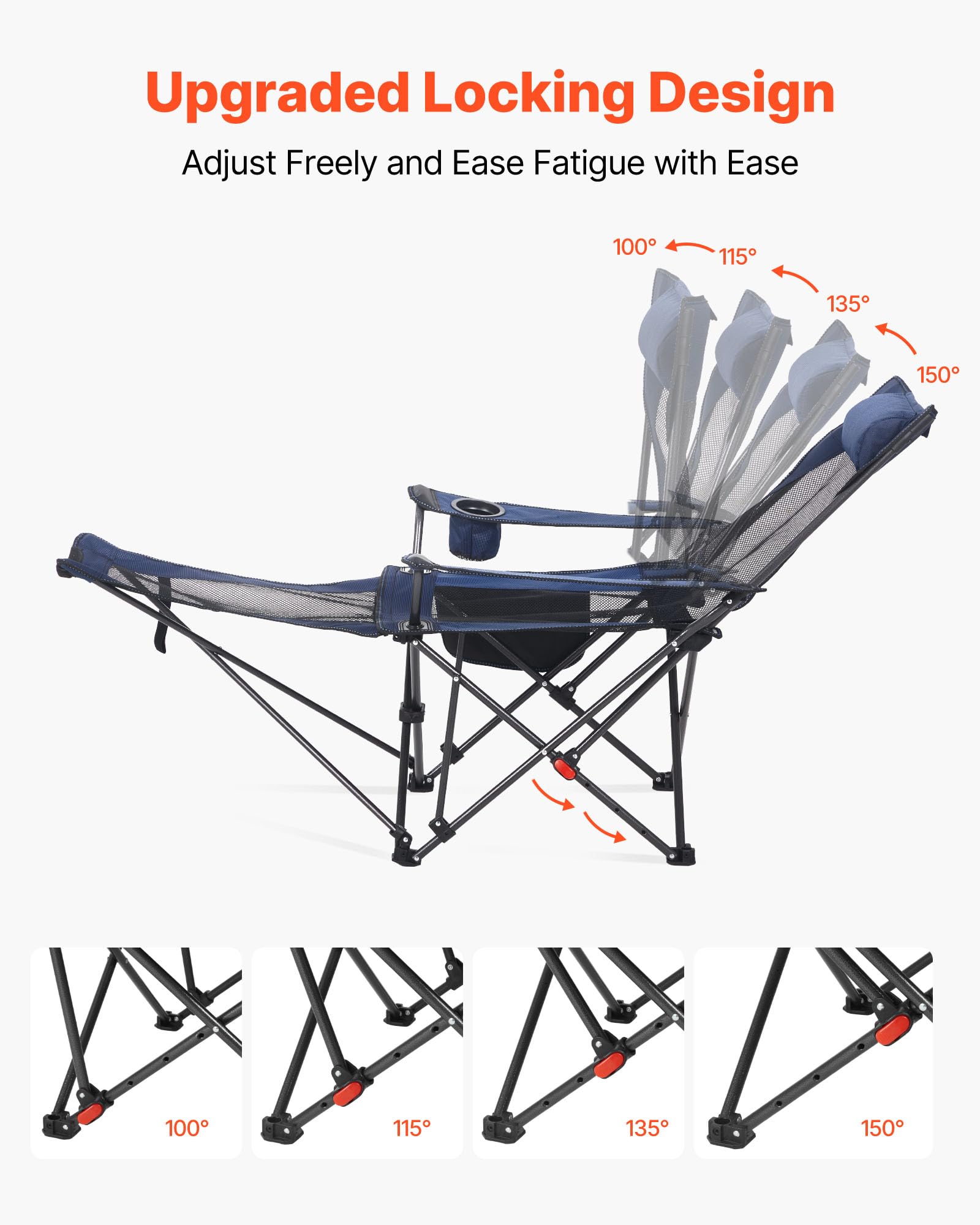 VEVOR chair close-up on iron frame emphasizes stability and durability.