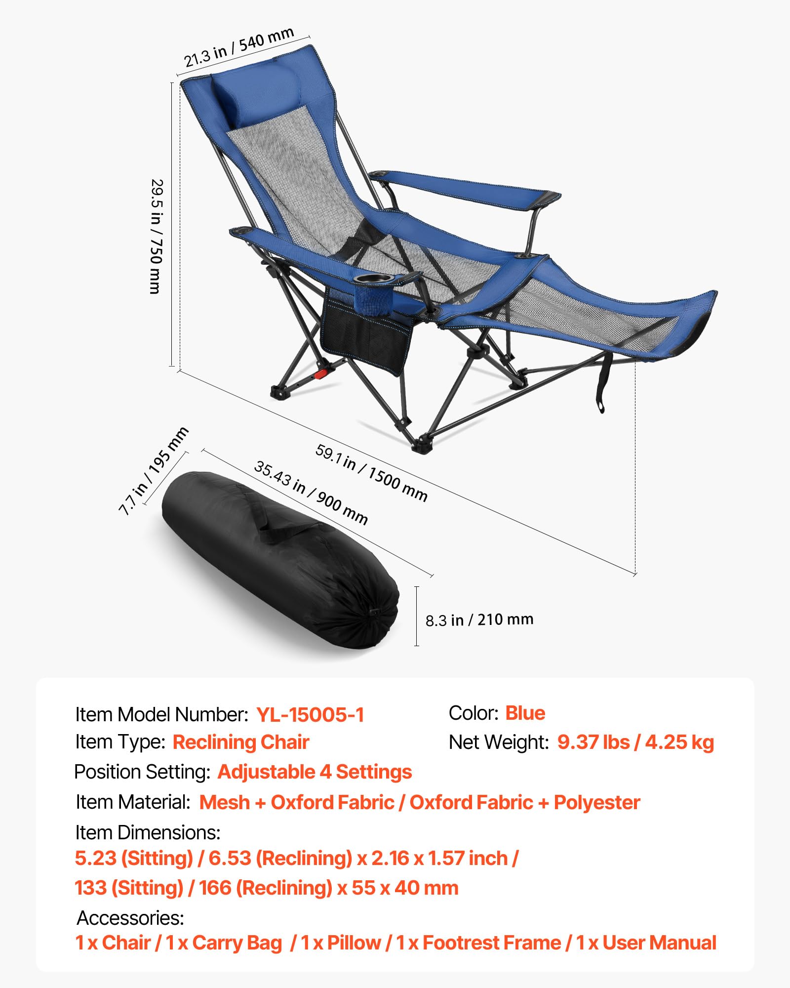 VEVOR Oxford fabric resists wear for long-lasting outdoor use.