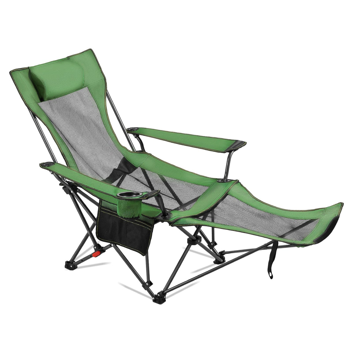 VEVOR reclining camping chair with side pocket for easy storage and quick access.