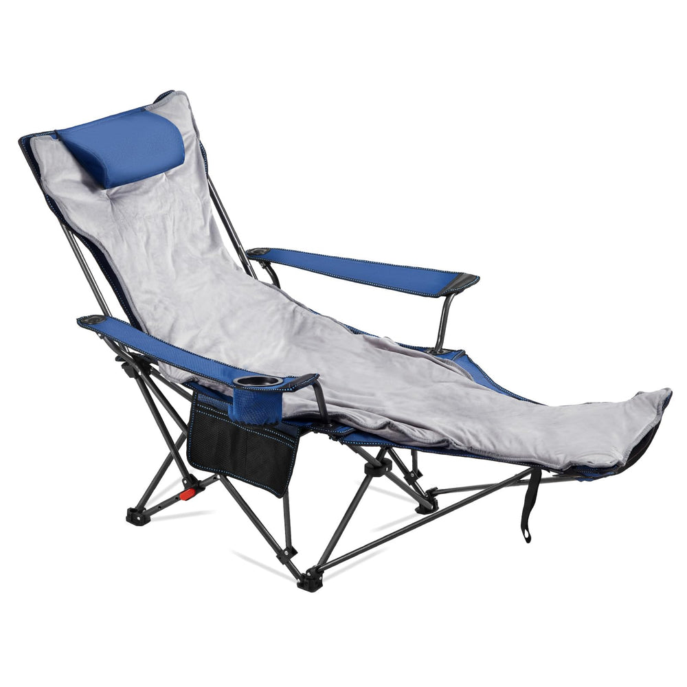 VEVOR reclining camping chair side view for comfortable outdoor seating.