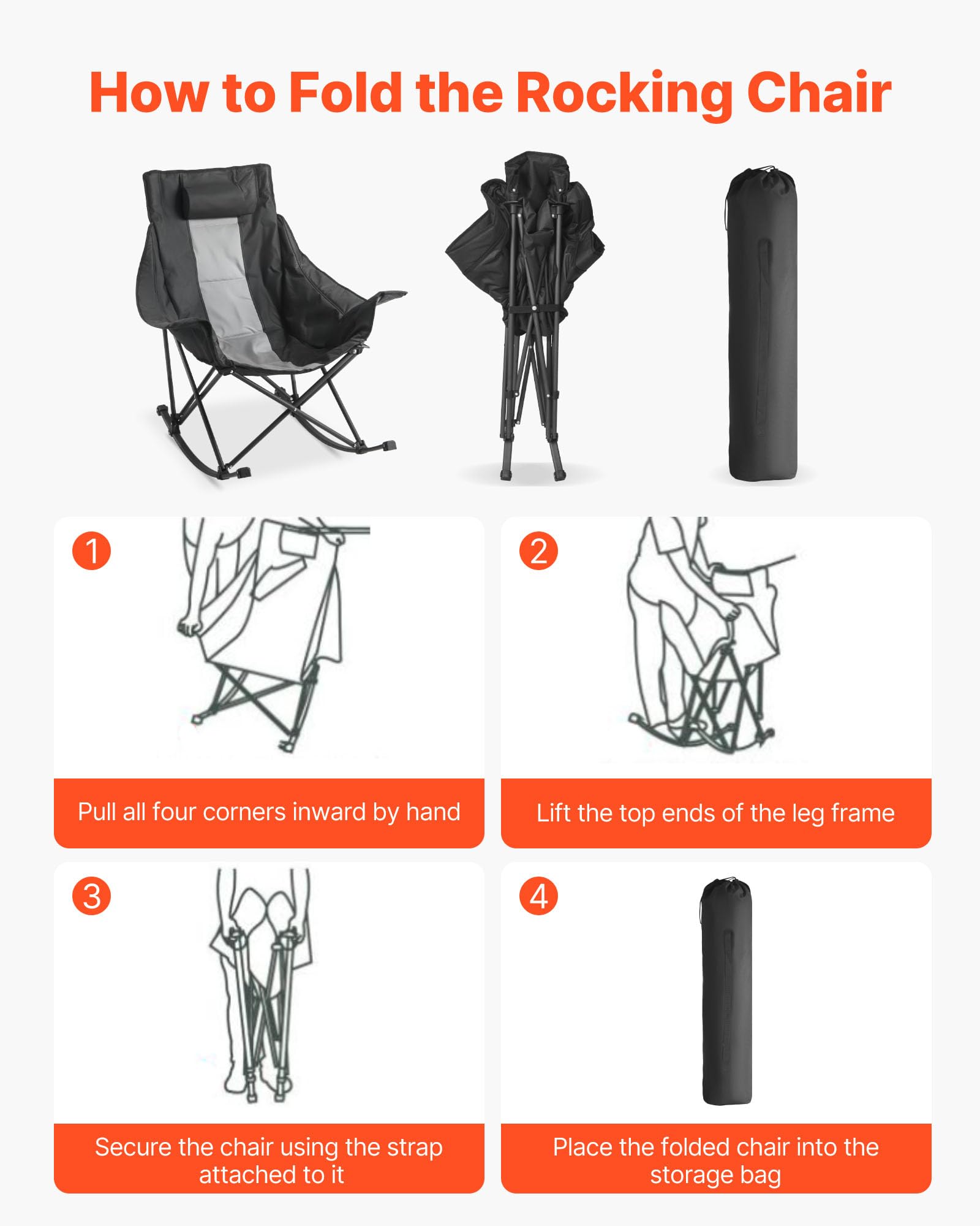 VEVOR rocking chair back view reveals ergonomic shape and full back support