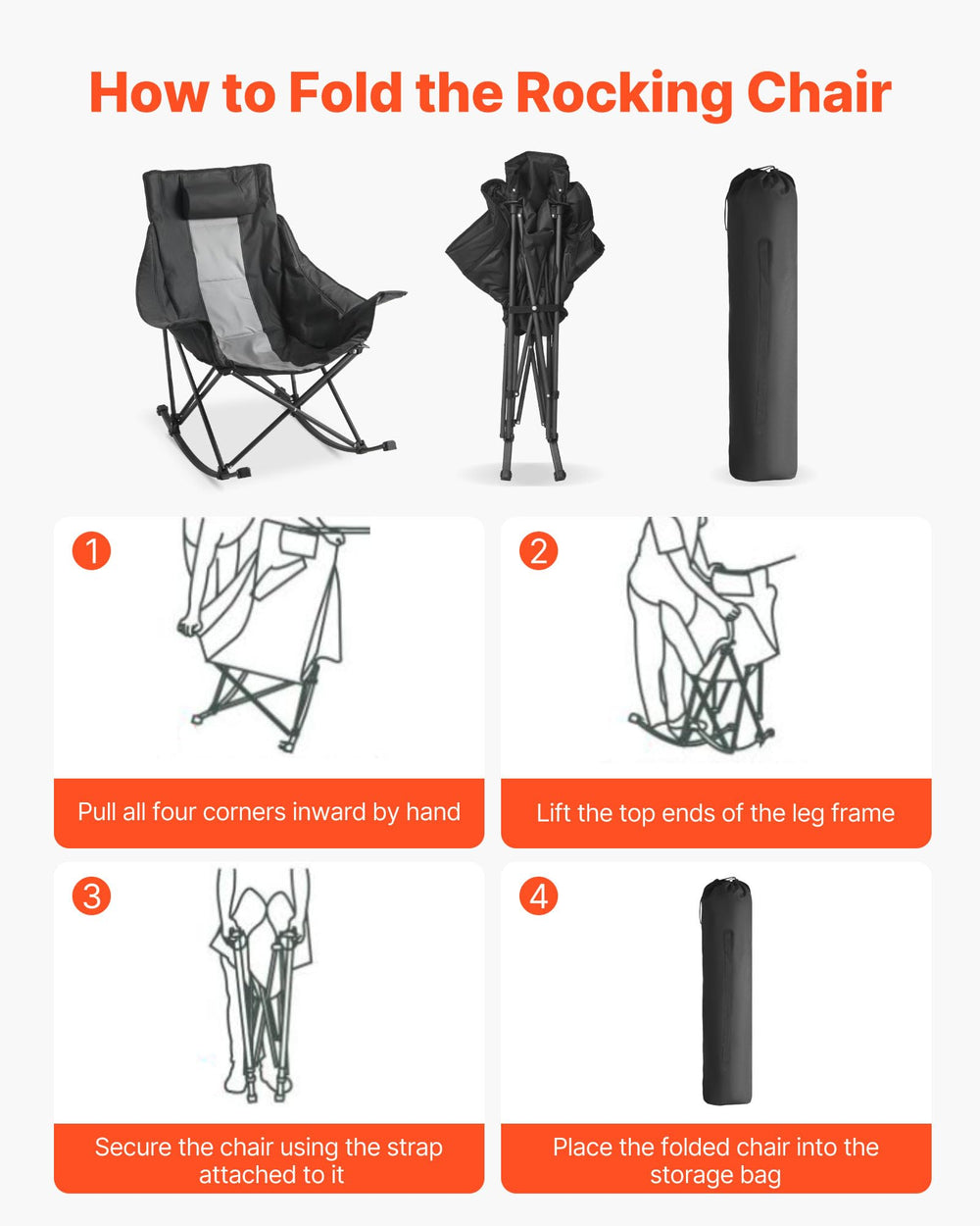 VEVOR rocking chair back view reveals ergonomic shape and full back support
