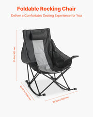 VEVOR rocking camping chair folded image demonstrates quick setup and portable storage for travel