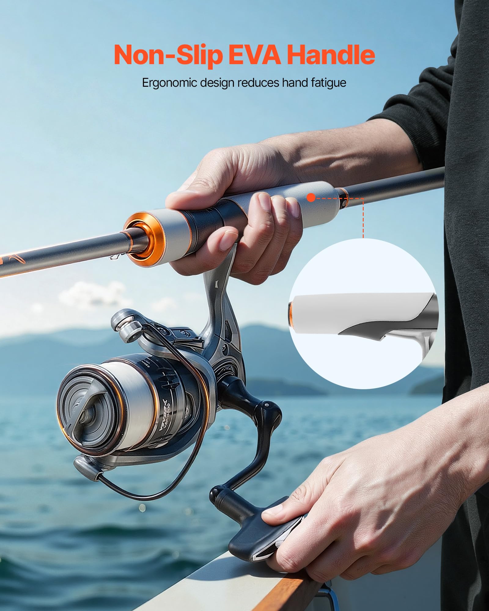 VEVOR 5.2:1 gear ratio supports steady reeling.