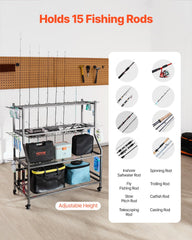 VEVOR rod storage organizer keeps tackle boxes and reel accessories neatly organized.