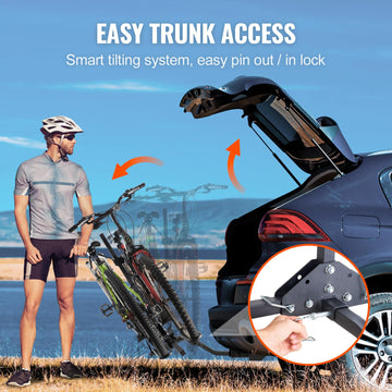 VEVOR tilting design allows trunk access without removing bikes