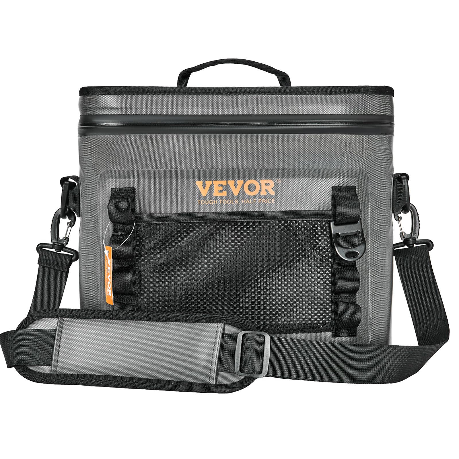 VEVOR Soft Cooler 24 Cans front view shows spacious storage for beverages.