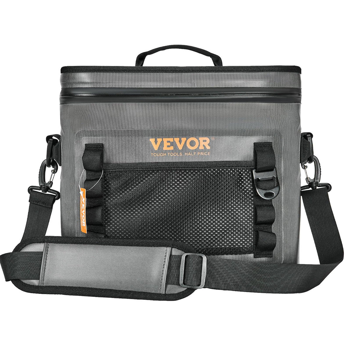 VEVOR Soft Cooler 24 Cans front view shows spacious storage for beverages.