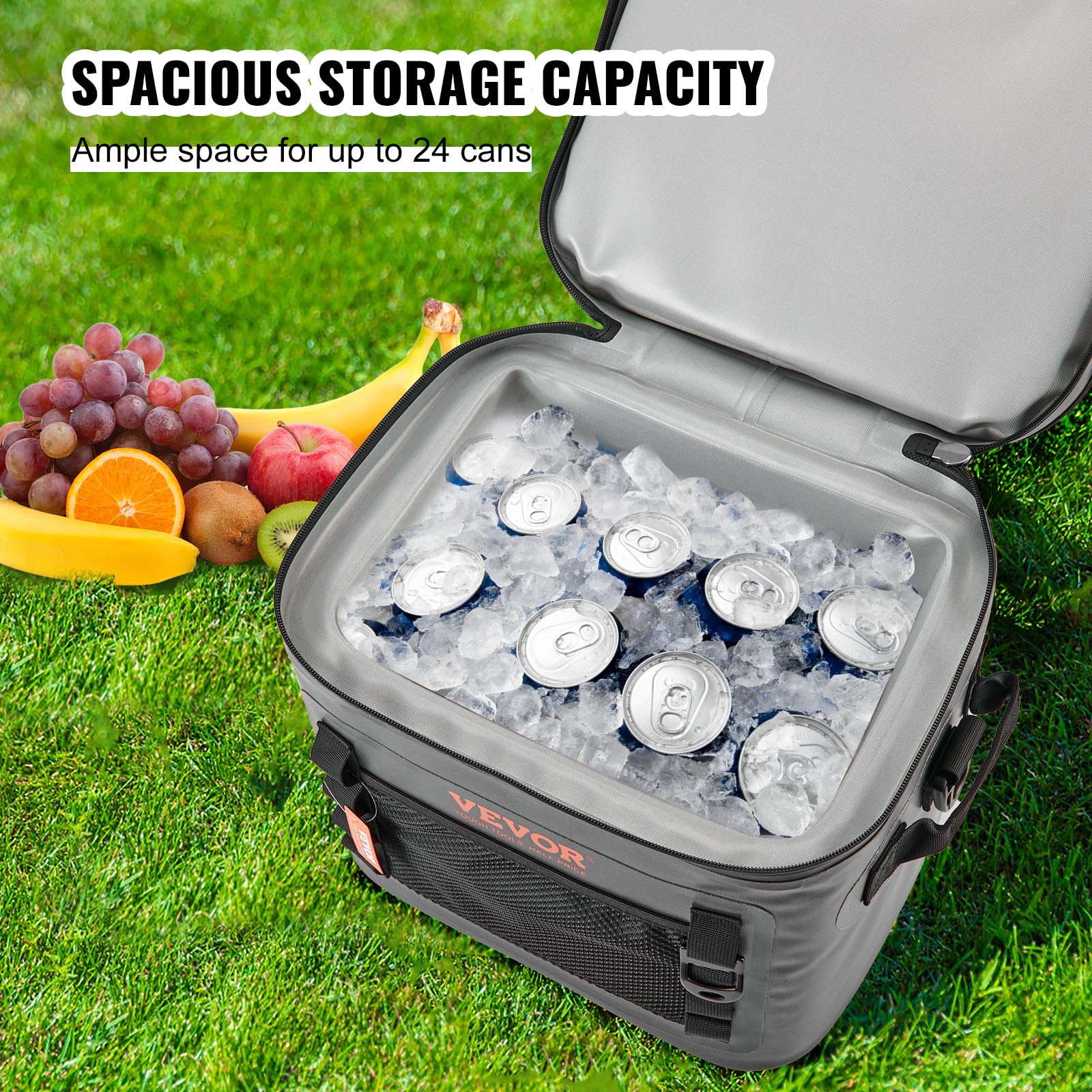 VEVOR Soft Cooler 24 Cans interior compartment keeps food organized.