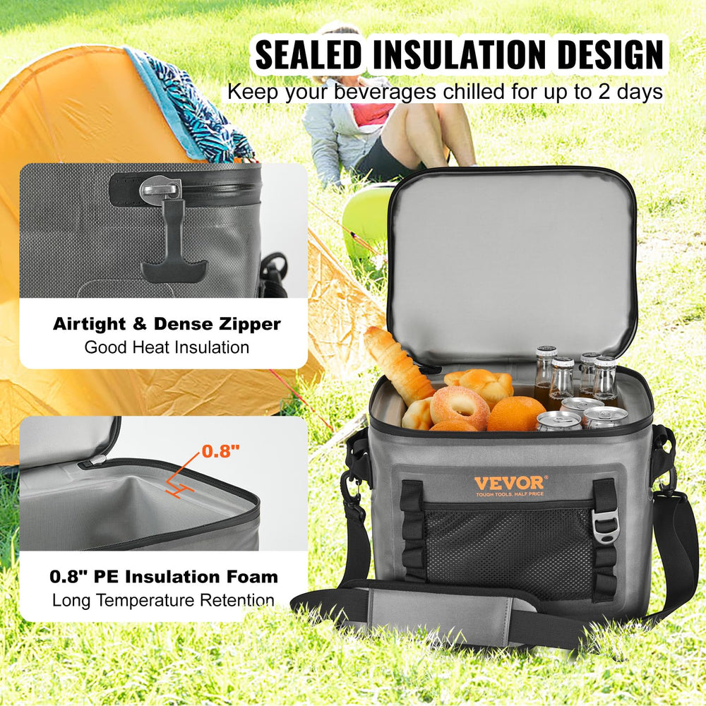 VEVOR Soft Cooler 24 Cans open top for quick access to drinks on the go.