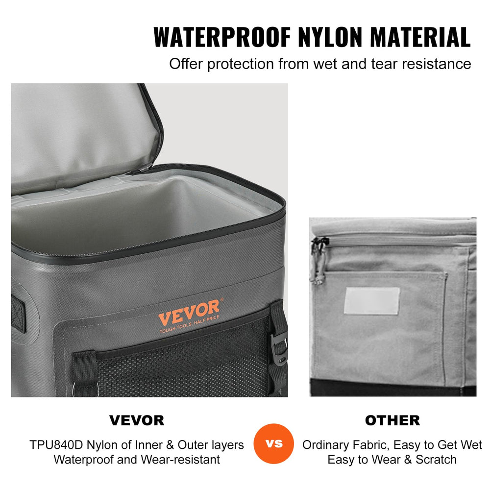 VEVOR Soft Cooler zipper-seal demonstrates leakproof closure and heat containment.