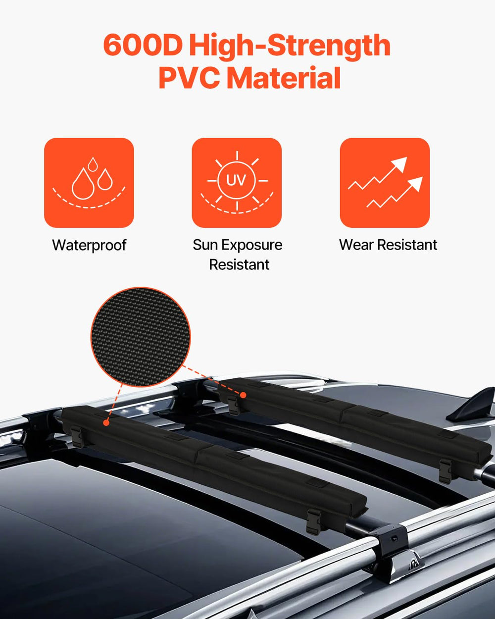 VEVOR 176lbs load capacity supports kayaks, boards, and luggage on roof