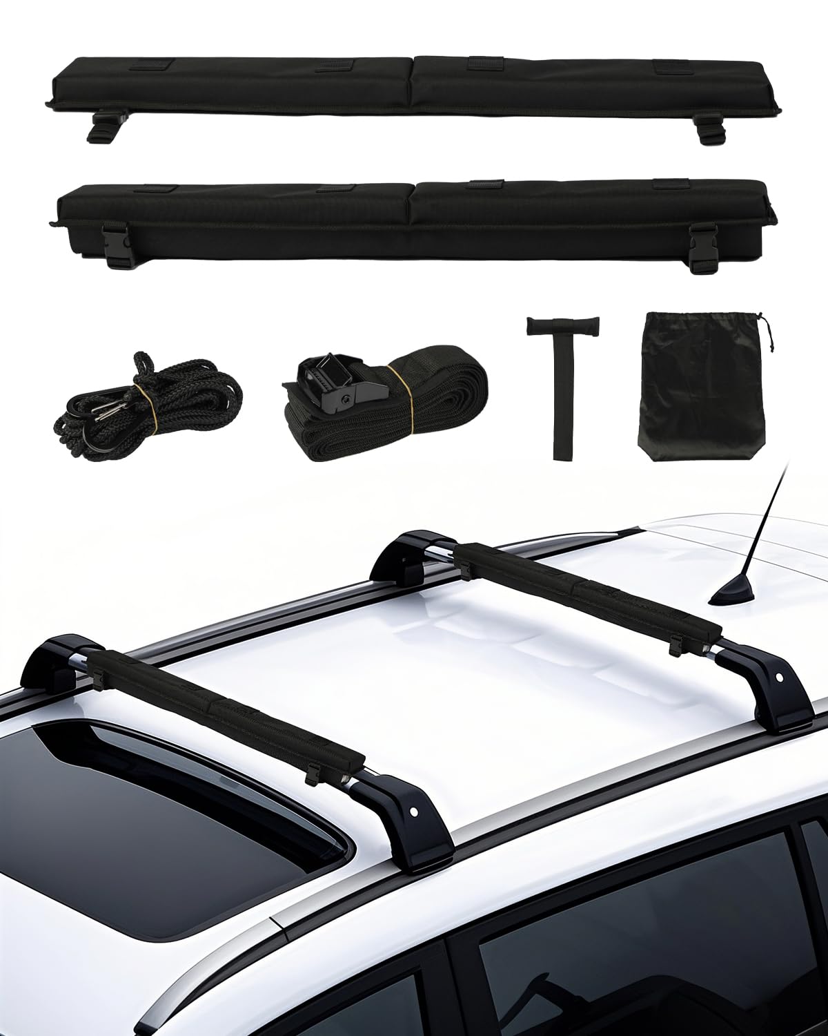 VEVOR soft roof rack pads 30inch product shot showing universal crossbar fit for secure gear transport