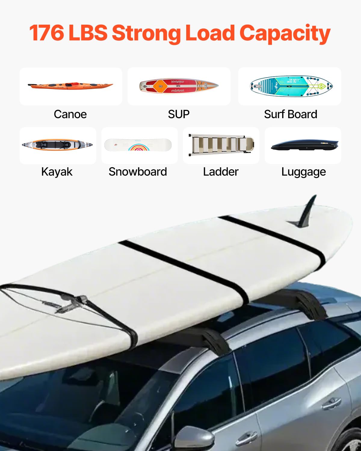VEVOR non-slip bottom on roof pads protecting the vehicle surface.