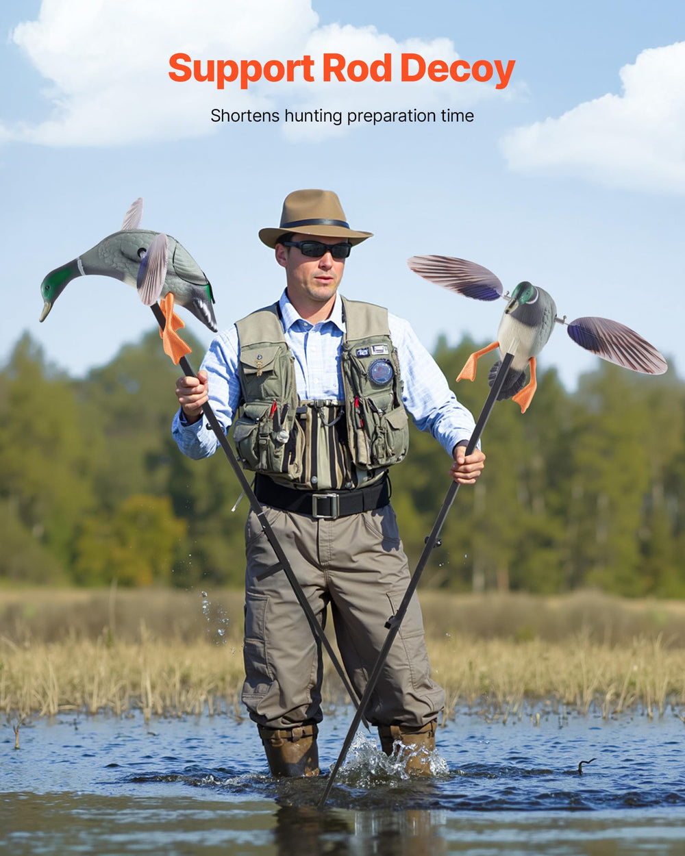 VEVOR duck decoy long battery life supports hours of operation.