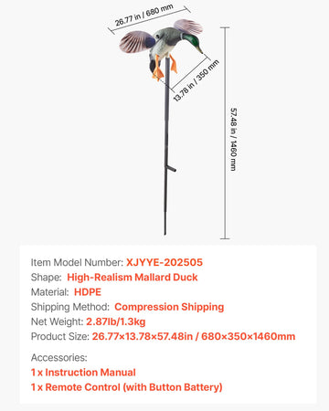 VEVOR duck decoy head-turning feature adds natural scanning motion.