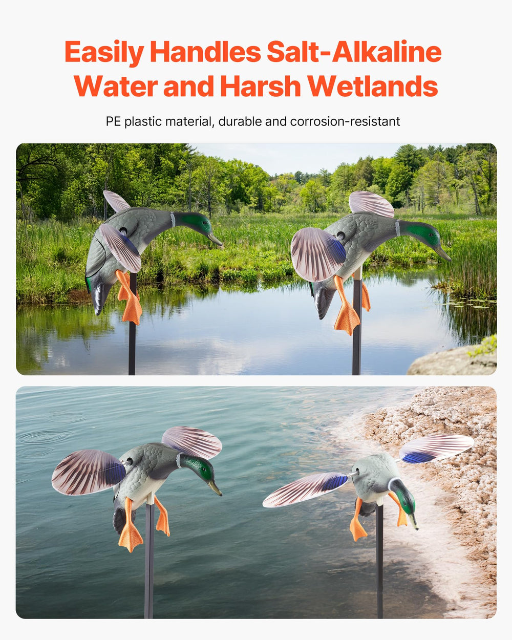 VEVOR duck decoy creates natural water movement for lifelike display.