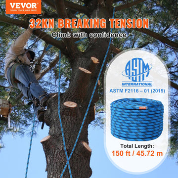 VEVOR blue static rope, coiled for compact transport