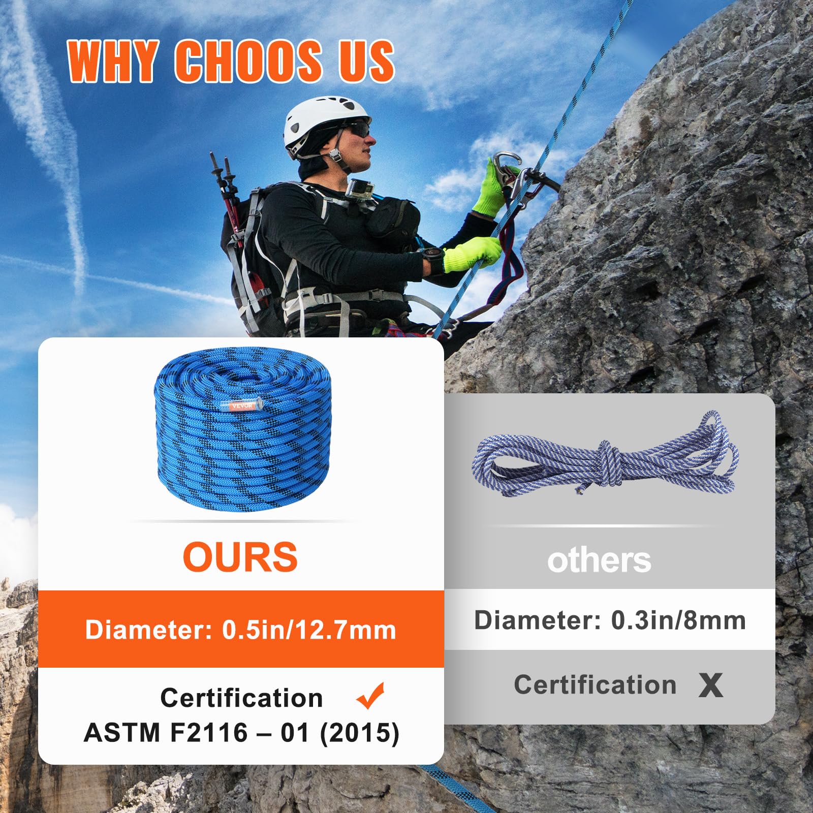 VEVOR rope with knots showing stability and ease