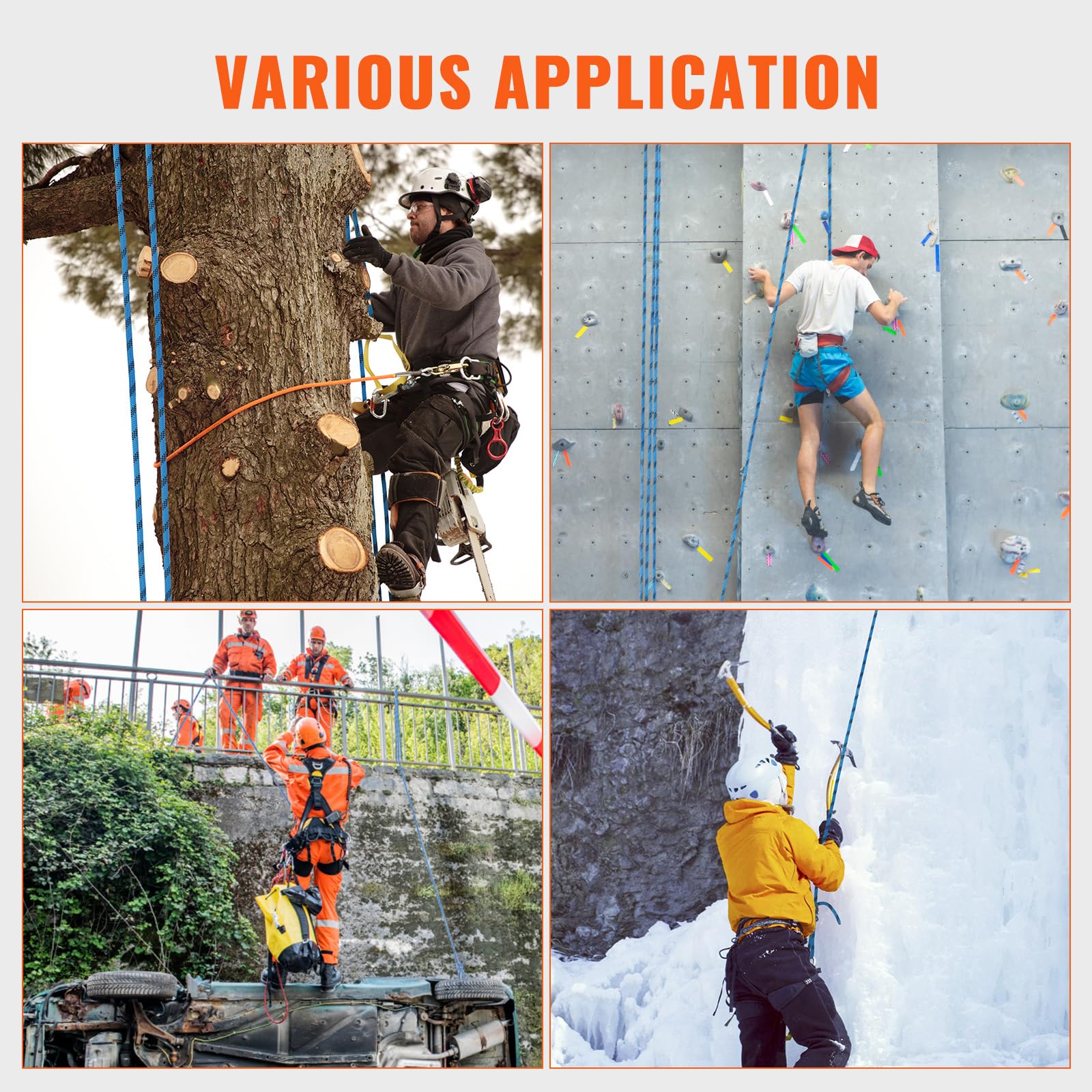 VEVOR rope stretched over rock for safe rappelling