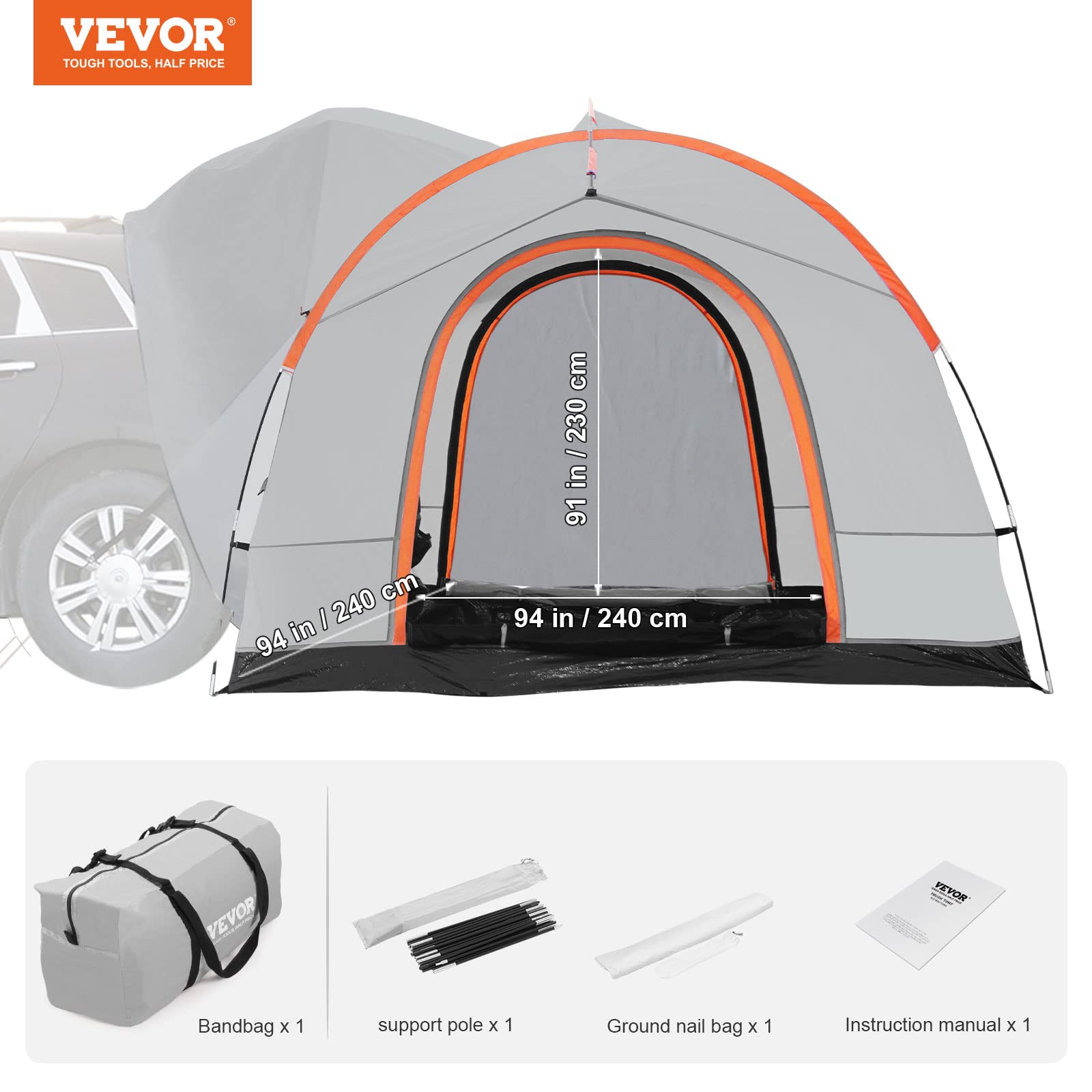 VEVOR SUV camping tent 9mm poles provide sturdy shelter