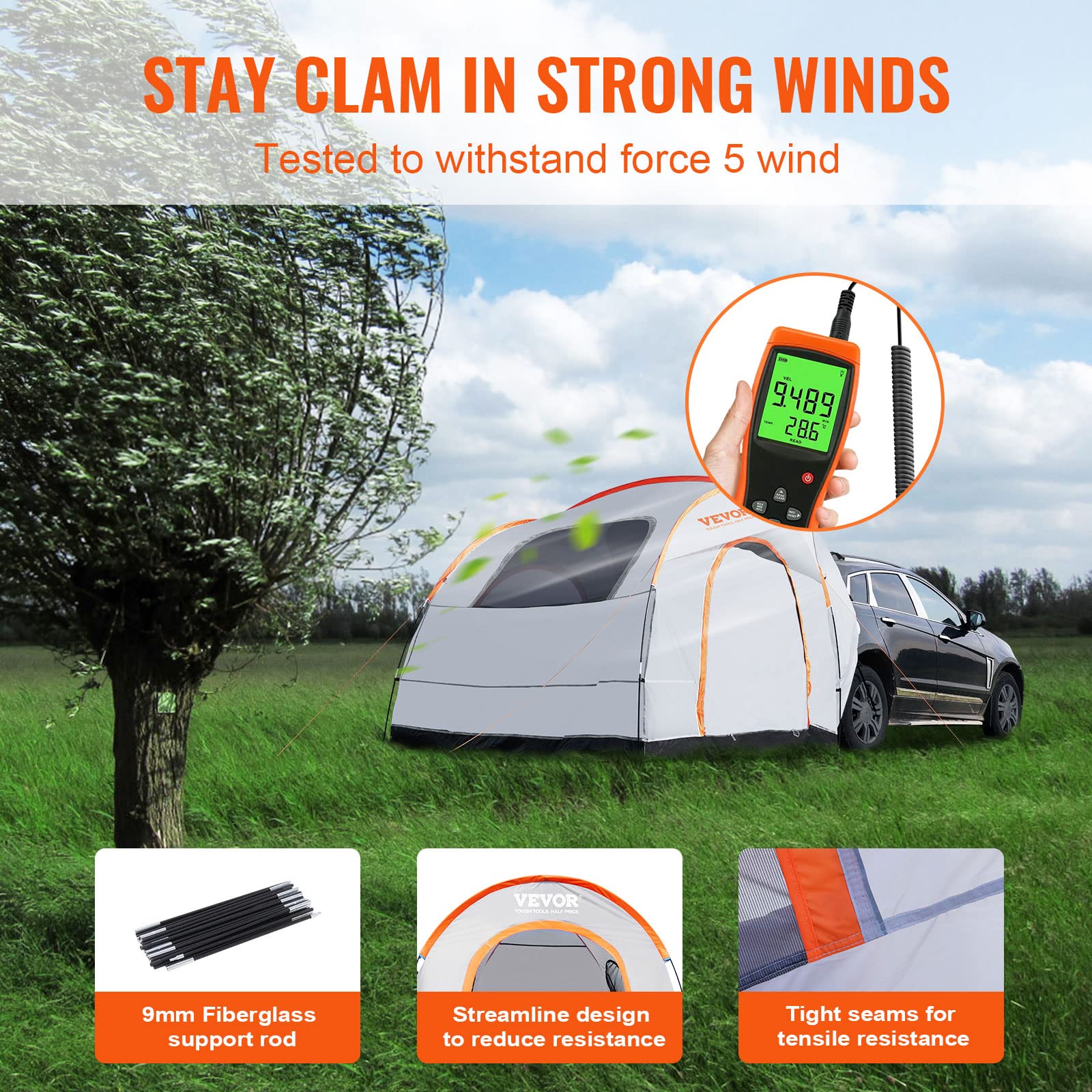 VEVOR SUV camping tent double-layer design enhances insulation and moisture control