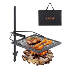 VEVOR Swivel Campfire Grill assembled over open flame for easy outdoor cooking